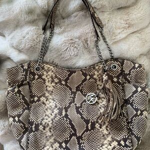 Michael Kors Tan Snake Print Shoulder Bag